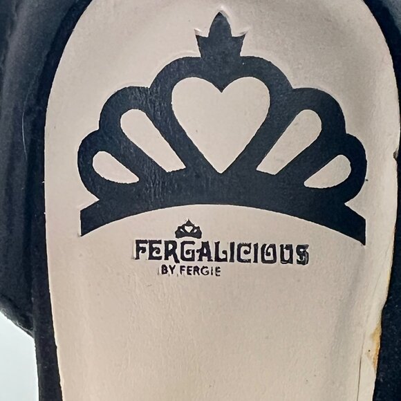 Fergalicious By Fergie Revenge Black Peep-Toe Block Heels Womens 8.5M Zippered - Picture 4 of 16